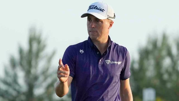 Justin Thomas is pictured at the 2023 Hero World Challenge at the Albany Golf Club in New Providence, Bahamas.